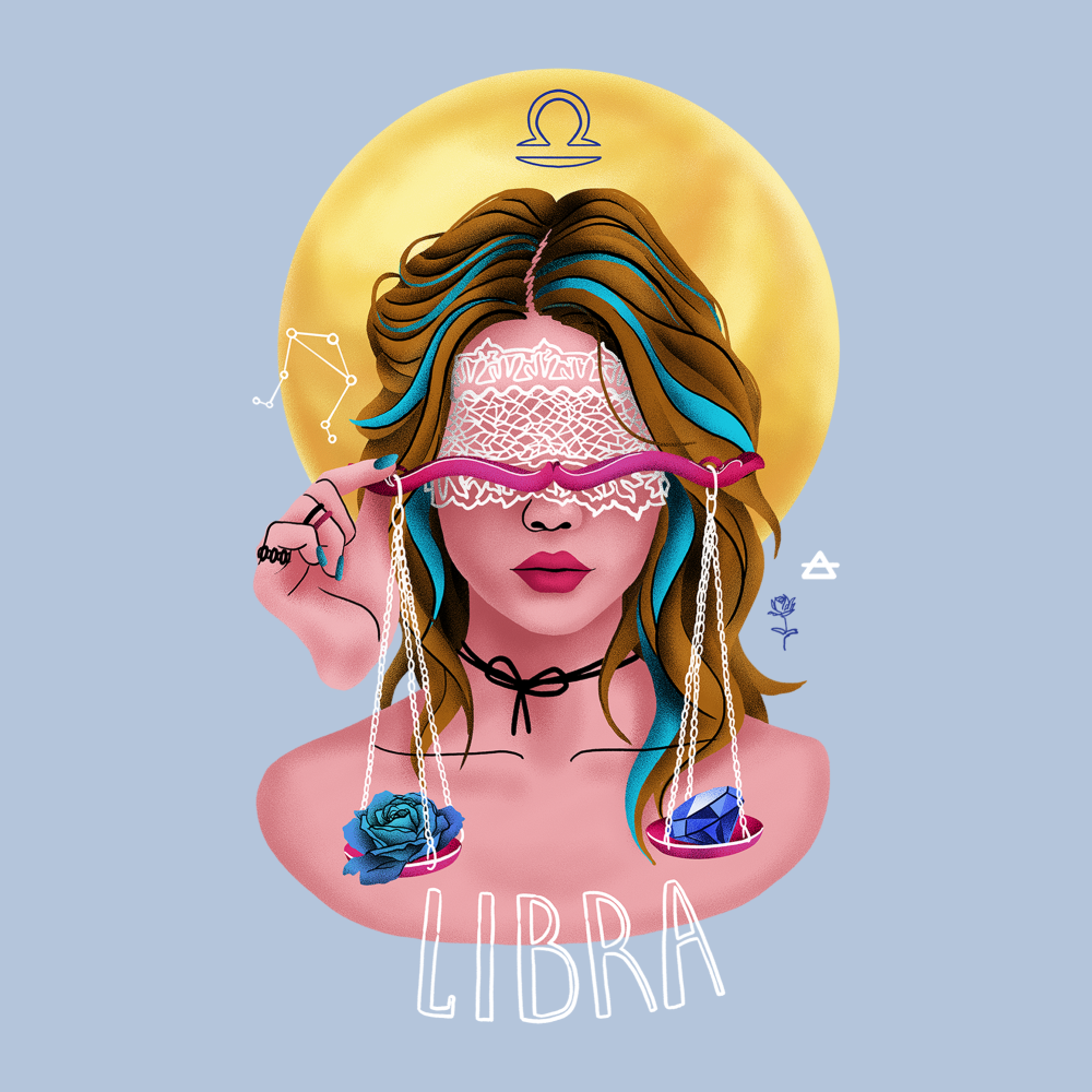 Футболка унисекс "Весы", небесно-голубой, M-L