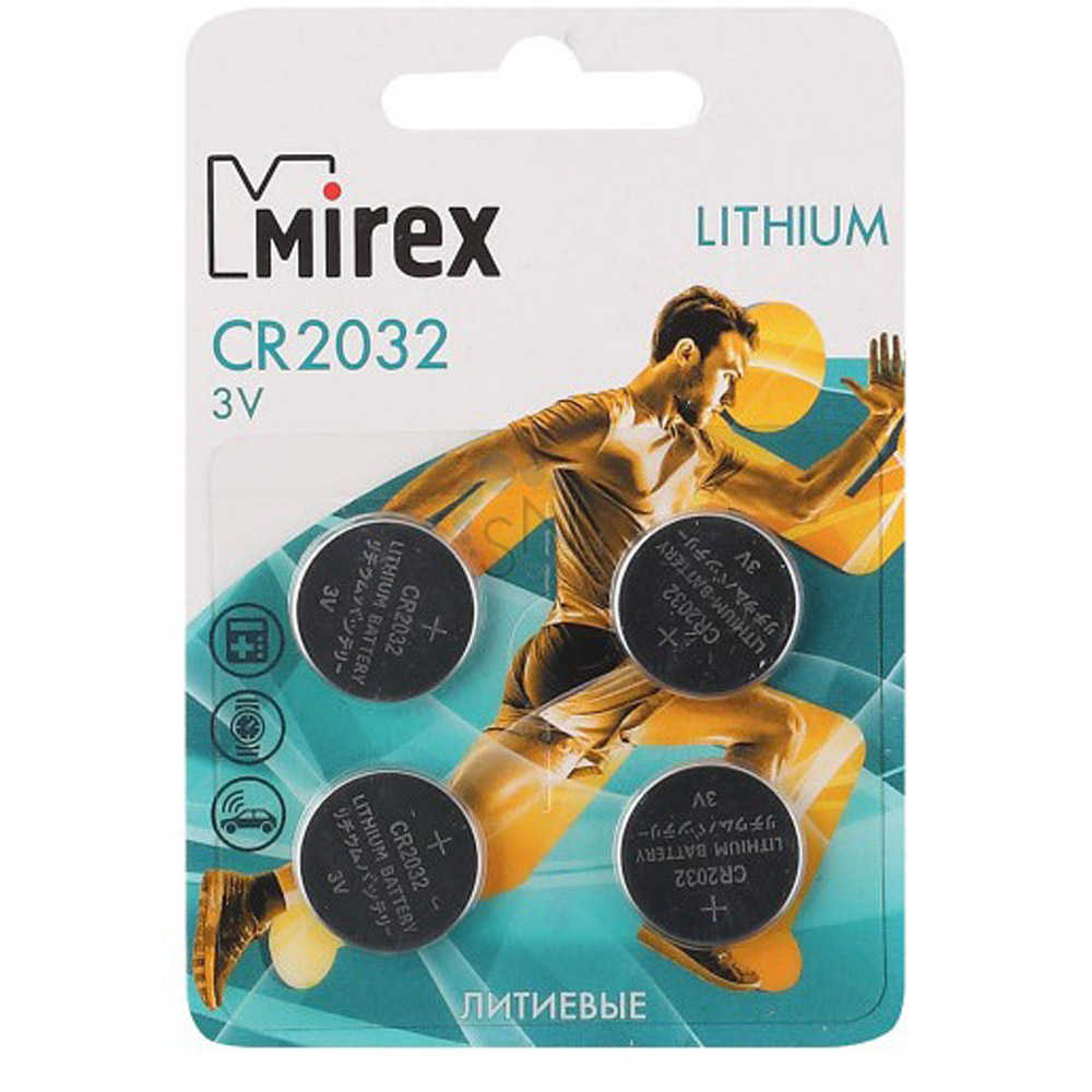 Батарейки литиевые дисковые Mirex "3 V CR2025", 4 шт