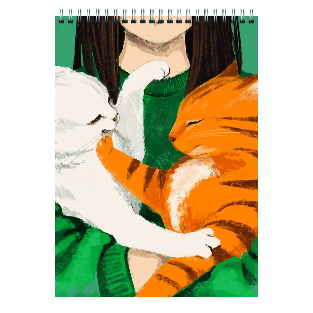 Блокнот "Обнимашки", A5, 60 листов, в клетку, зеленый