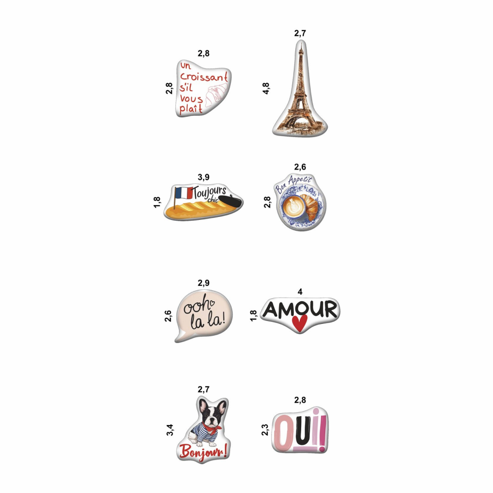 Набор наклеек объемных "Французский язык", А6, 1 лист, 8 шт