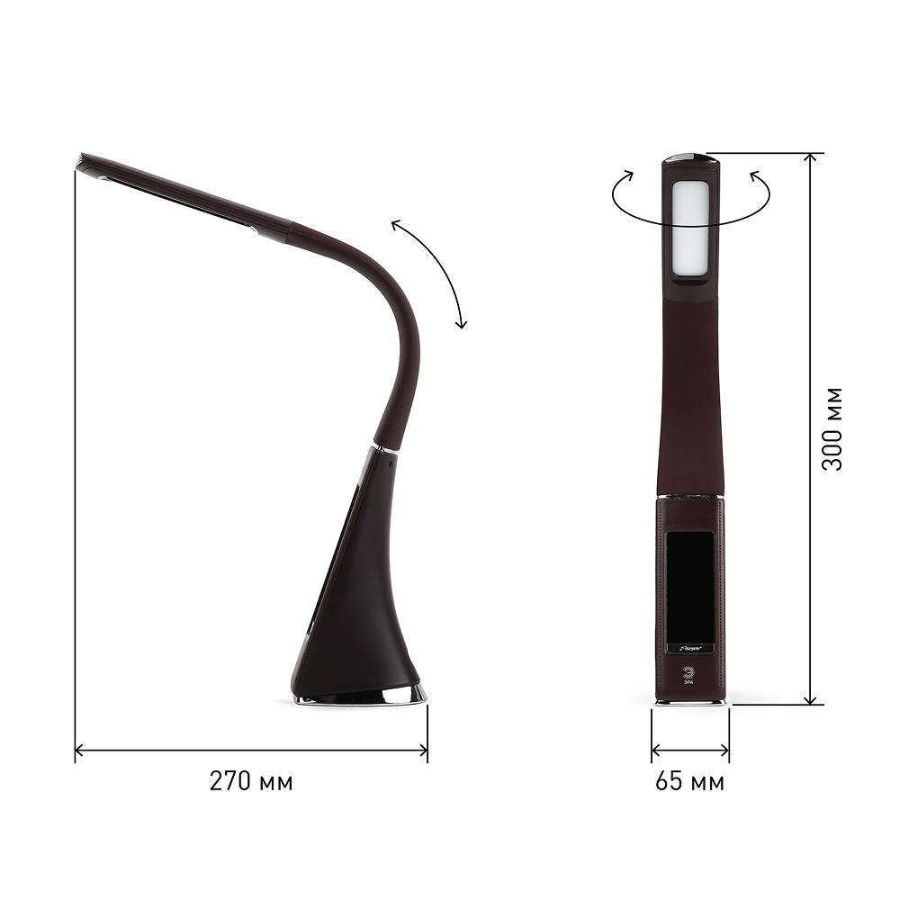Светильник настольный ЭРА NLED-461-7W-BR, коричневый - 4