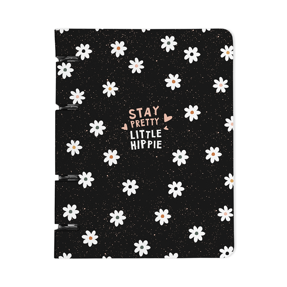 Тетрадь "Hippie ромашки", A5, 120 листов, клетка, на кольцах, разноцветный