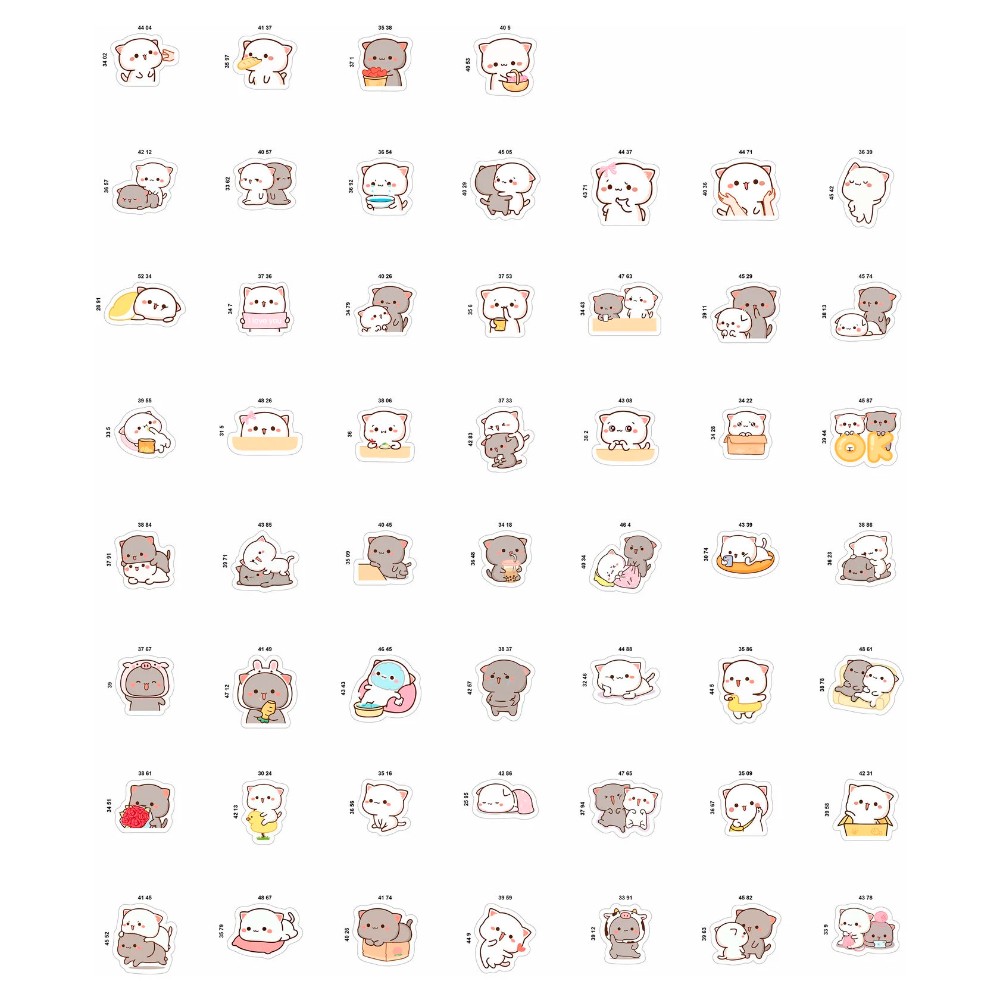 Набор наклеек виниловых "Кавайные Пич и Гома", А6, 9 листов, 53 шт. - 2