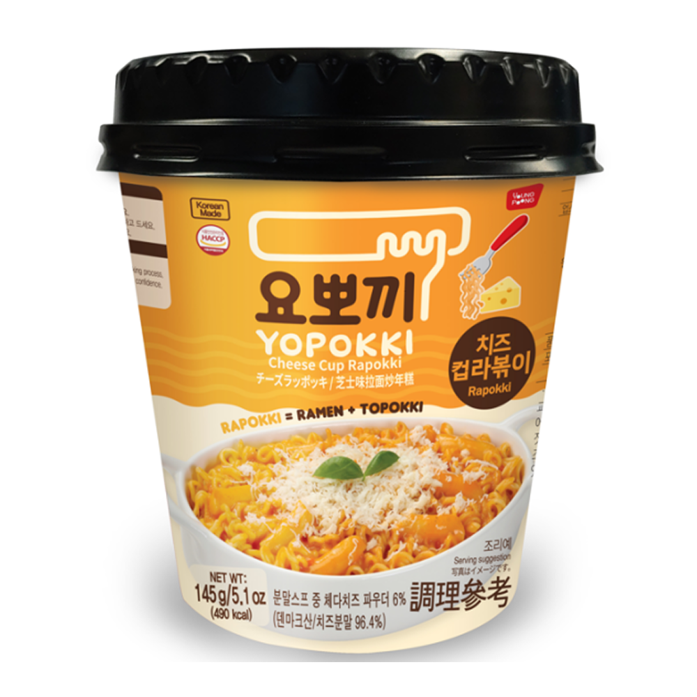 Рамен с рисовыми палочками "Yopokki. Cheese Cup Rapokki", сырные, 145 гр