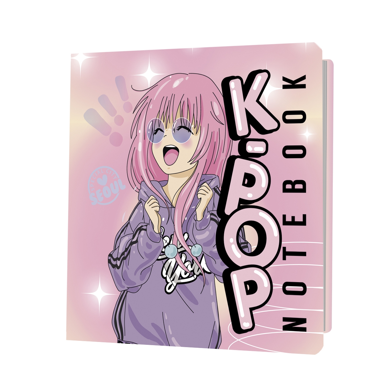 Блокнот "К-РОР", 32 листа, в клетку, розовый