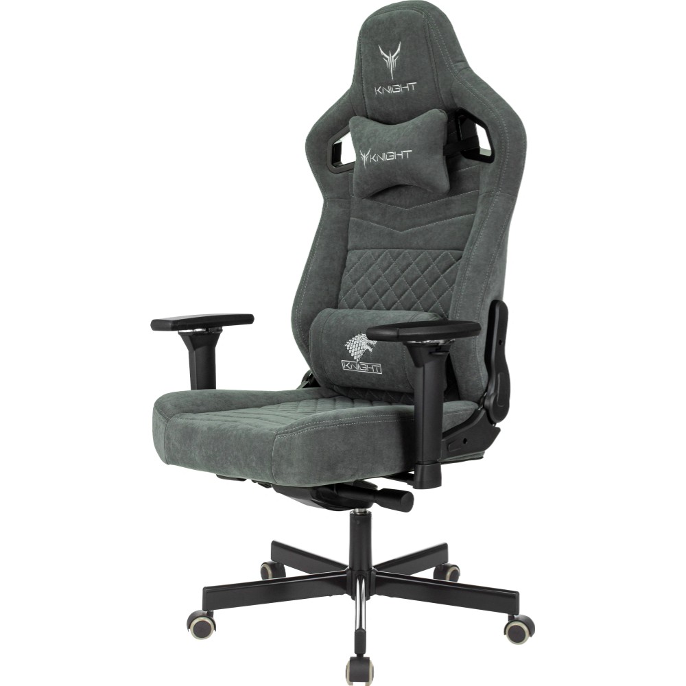 Кресло игровое Бюрократ Knight Hunter, искусственная замша, серый - 3