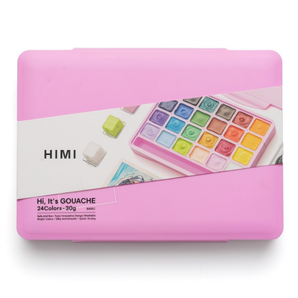 Краски гуашевые "Himi Jelly Cup. New vision", 24 цвета, кювета, розовый футляр - 7