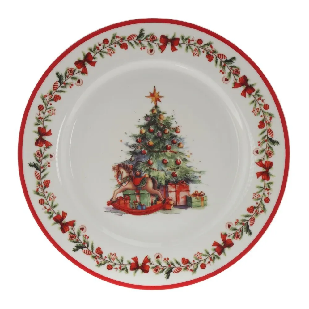 Тарелка фарфоровая "Елка", 19 см, разноцветный