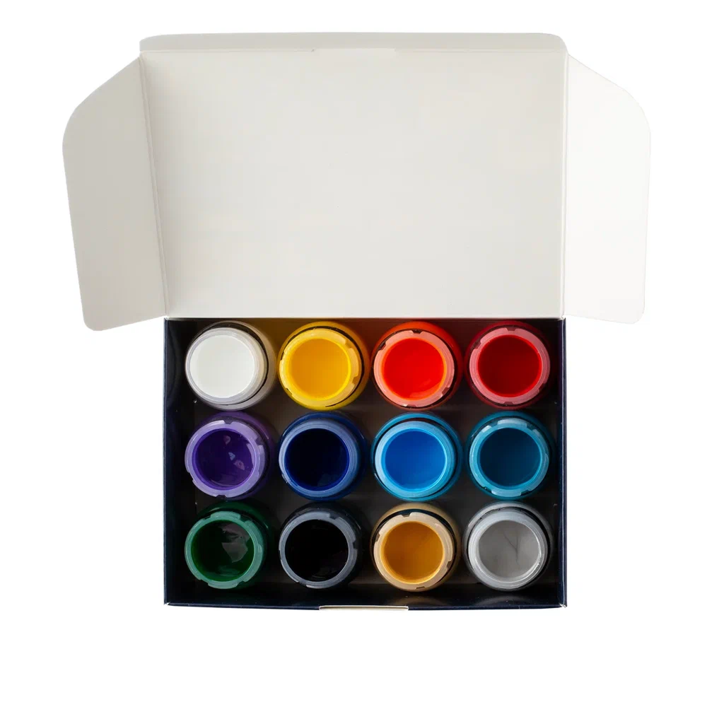 Краска акриловая по ткани "Декола", набор 12 цветов, 20 мл, банки - 4