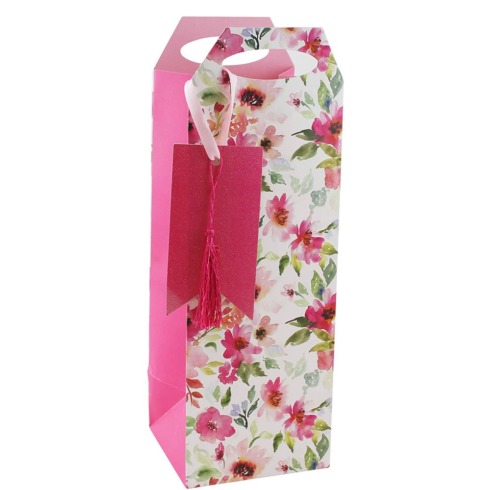 Пакет бумажный подарочный "Treasure" для бутылки, 13x12x37.5 см, разноцветный