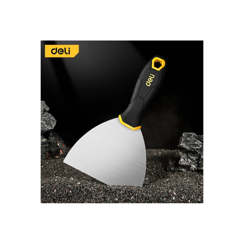 Шпатель нержавеющий Deli YS EDL-HD5, 125 мм, ручка 2K, черный, желтый - 2