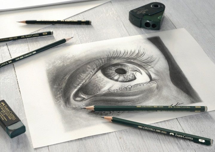 Набор карандашей чернографитных "Castell 9000", HB-8B, 6 шт., в металлической коробке - 4