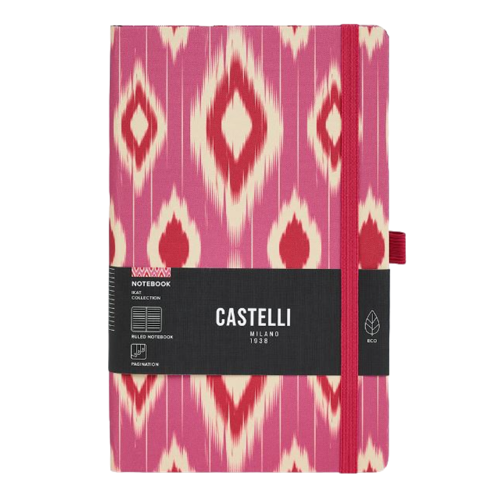Блокнот "Ikat candy cherry", А5, 96 листов, линейка, розовый, красный