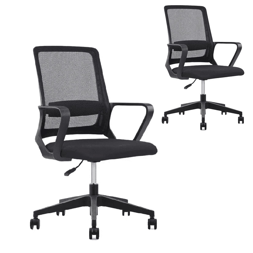 Кресло для персонала SitZone "U-0385 PL", ткань, пластик, черный, 2 шт/упак