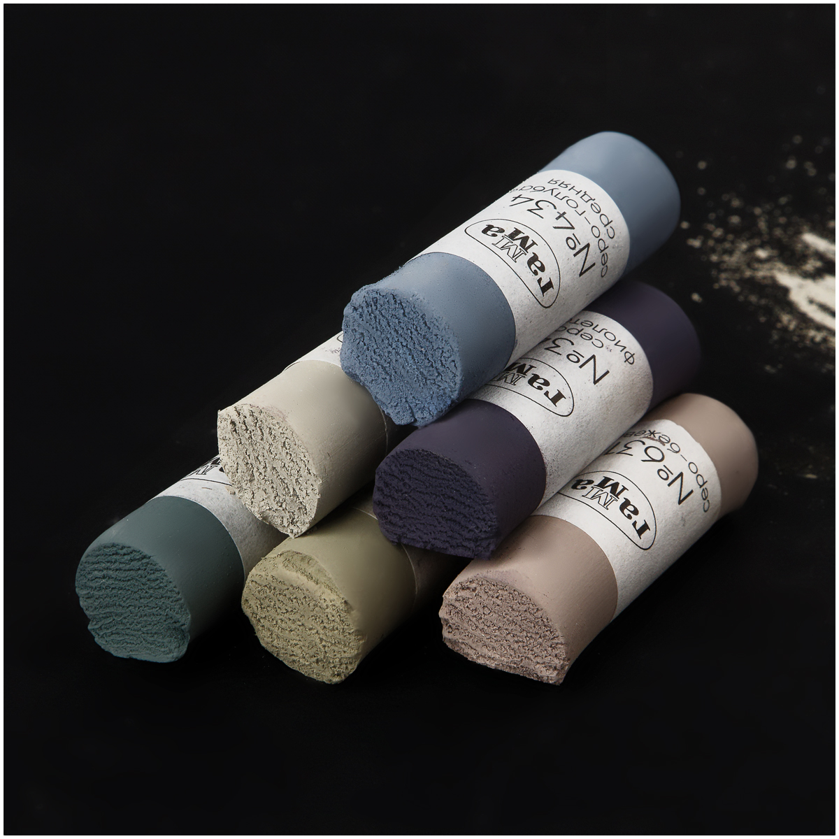 Пастель сухая "Гамма", 12 цветов, серые тона - 6