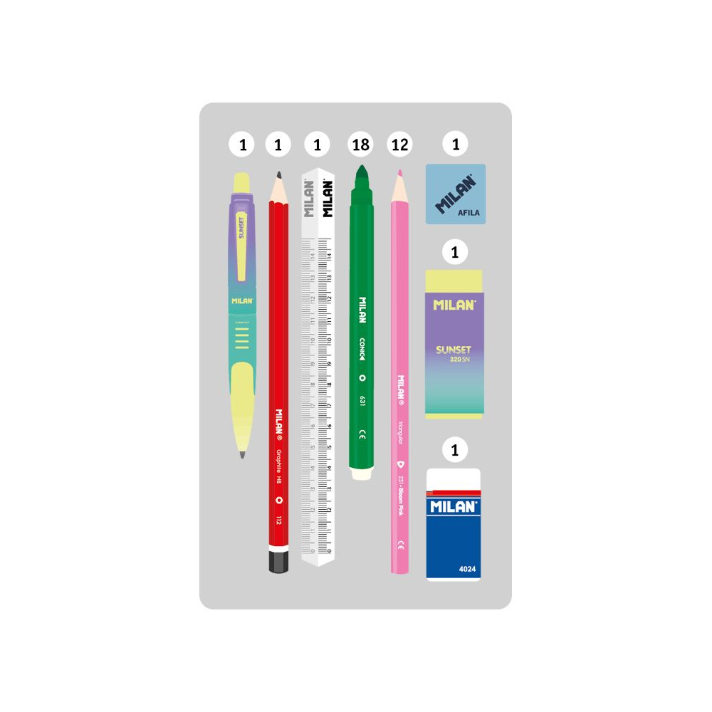 Пенал "Sunset" с наполнением, 2 отделения, сиренево-мятный - 3