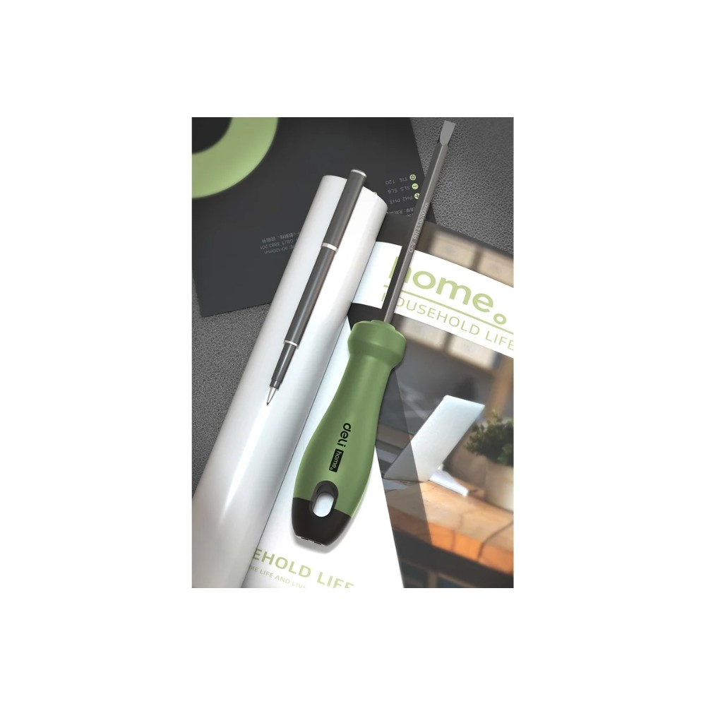 Отвертка "Deli Home" крестовая PH1*100 мм., зеленый