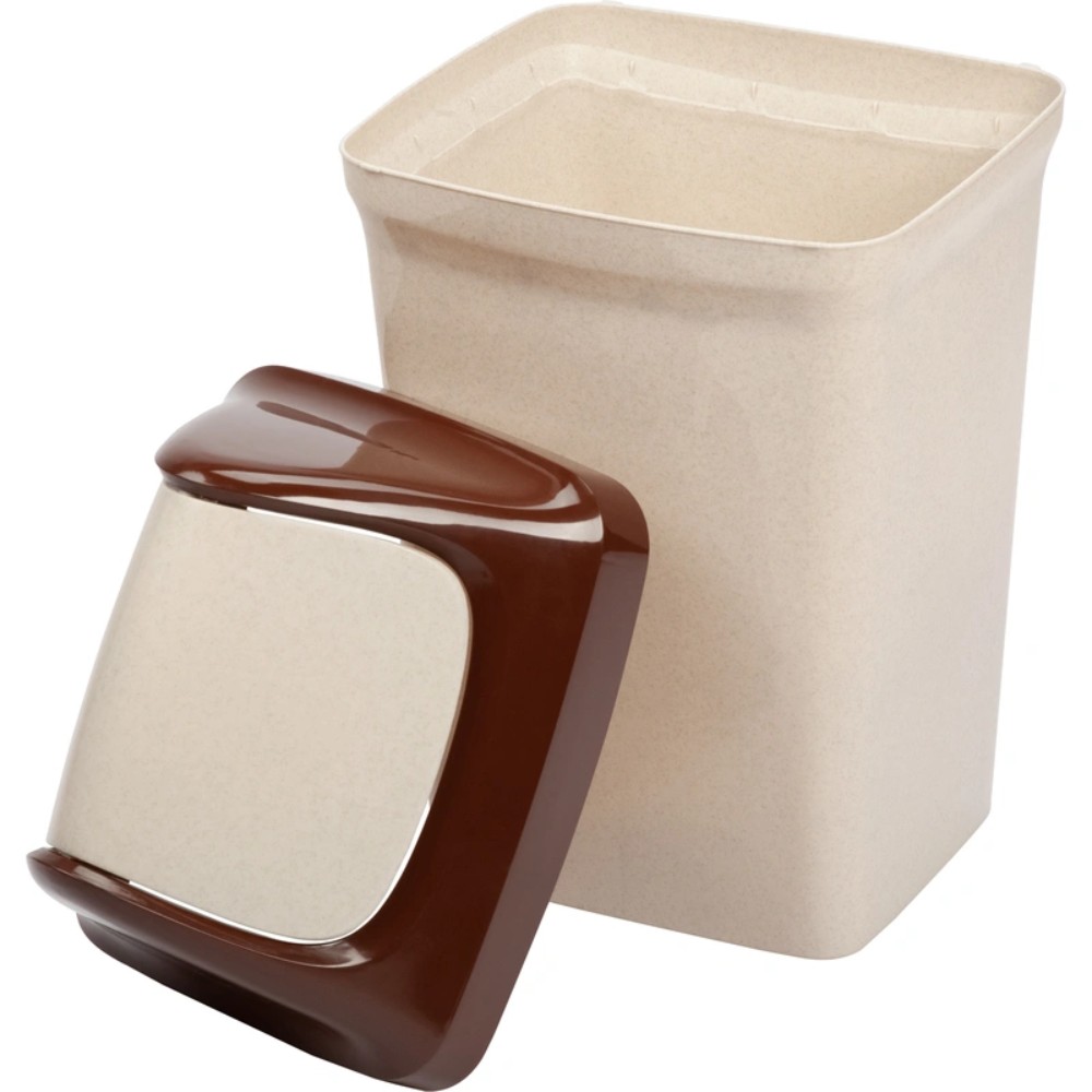 Урна для мусора 25л «СВИНГ», пластик, с крышкой, бежевый мрамор - 3