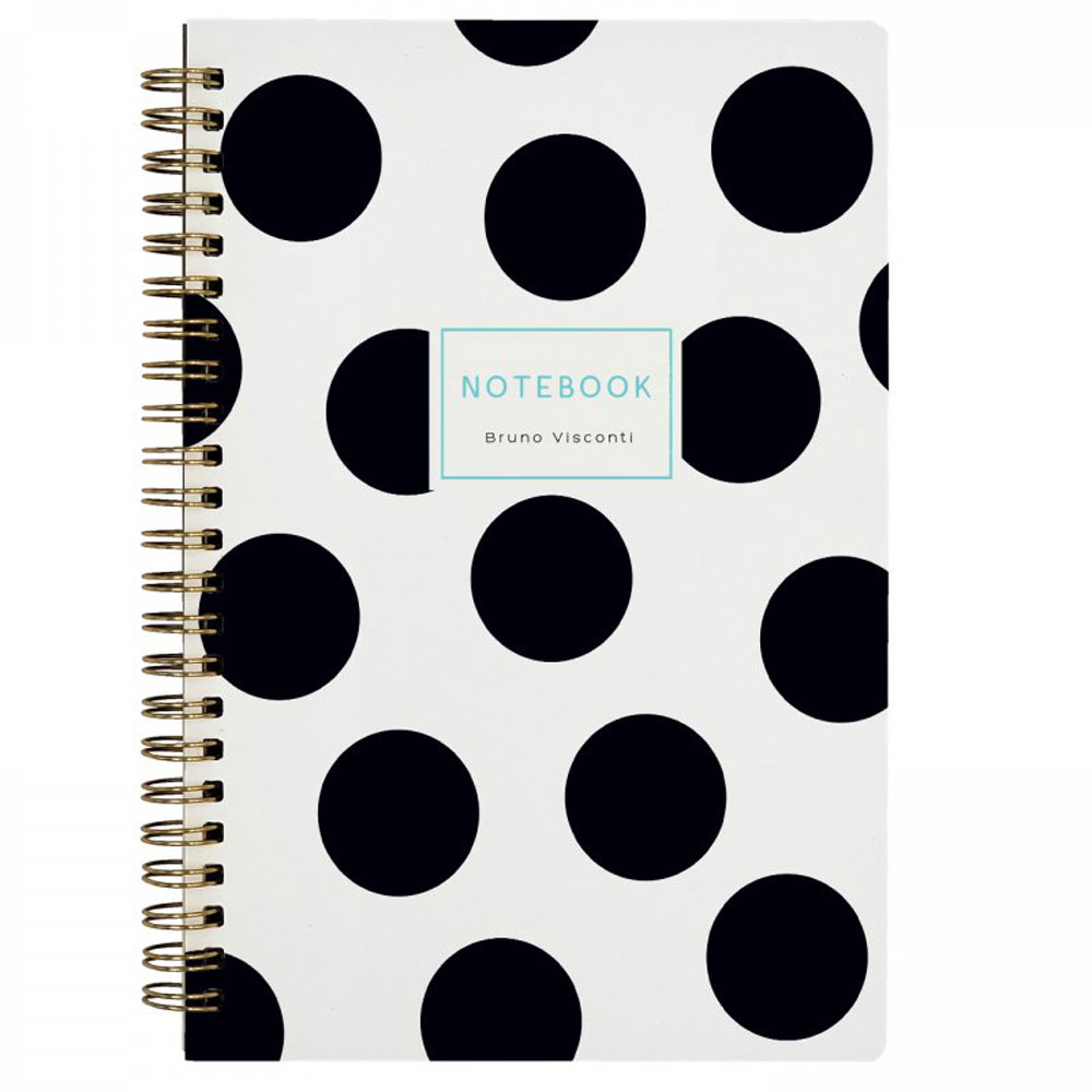 Тетрадь "Black polka dots", А5, 60 листов, клетка, черный, белый