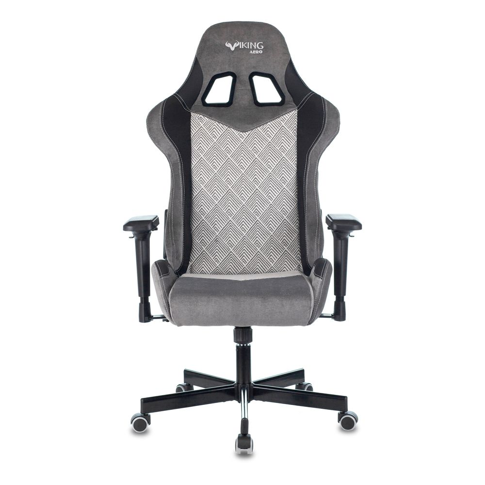 Кресло игровое "Zombie VIKING 7 KNIGHT Fabric", ткань, экокожа, металл, серый - 7