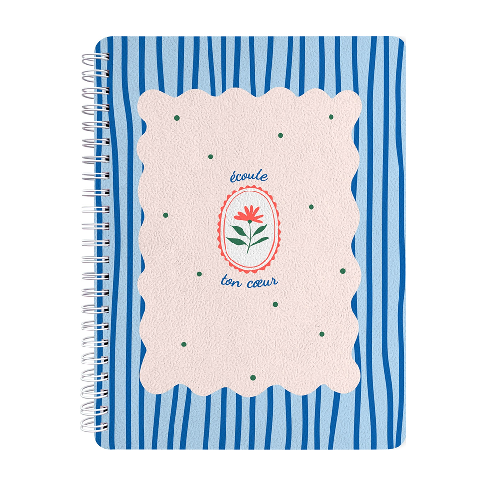 Тетрадь "Coquette синие полоски", A5, 80 листов, клетка, спираль сбоку, синий