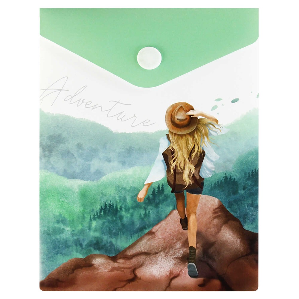 Папка-конверт на кнопке "Путешественница", С6, зеленый