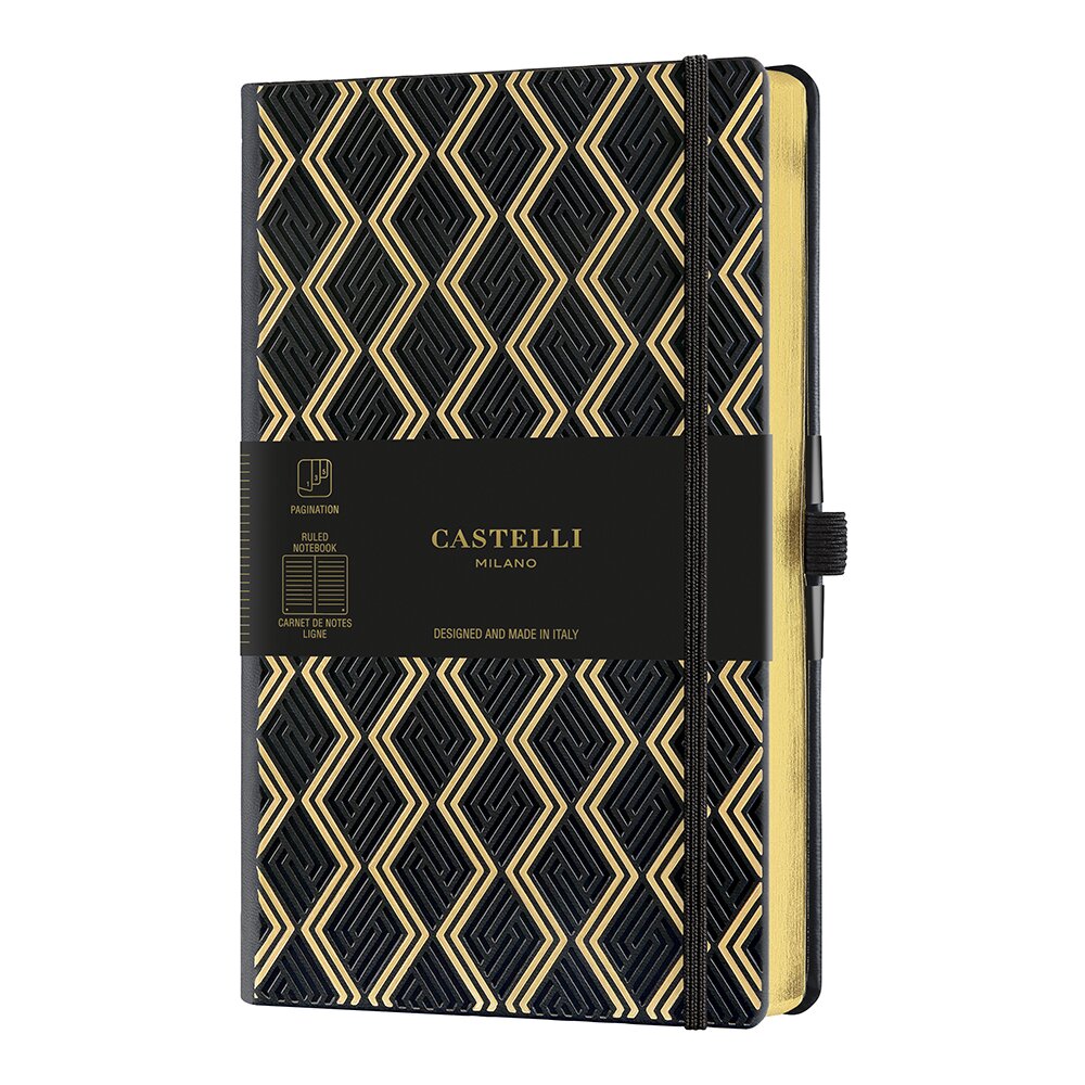 Блокнот Castelli Milano "Greek Gold", А5, 96 листов, линейка, черный, золотой