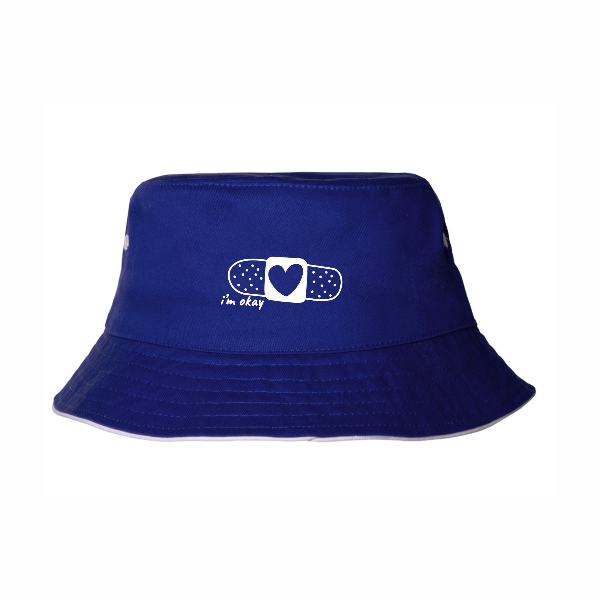 Панама «I am okay», унисекс, классический синий, белый               