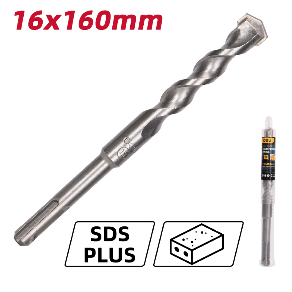 Бур по бетону Deli YS EDH-Y16160, 16 x 160 мм, SDS-PLUS - 2