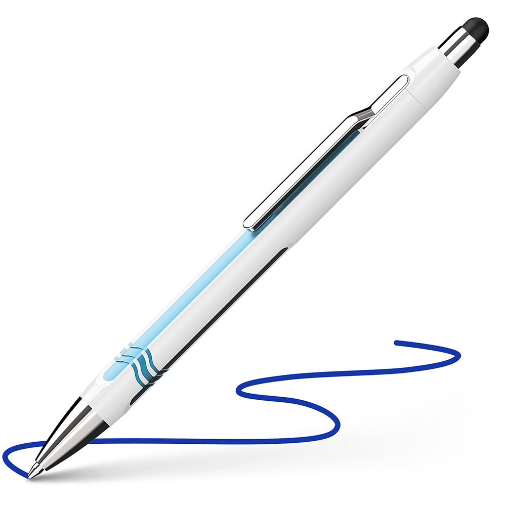 Ручка шариковая автоматическая "Schneider Epsilon Touch", белый, голубой, стерж. синий