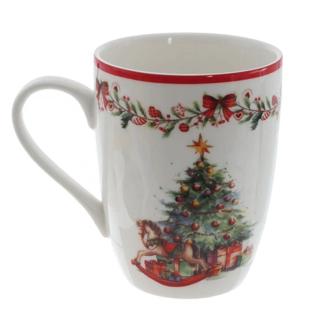 Кружка фарфоровая "Елка", 350 мл. , разноцветный