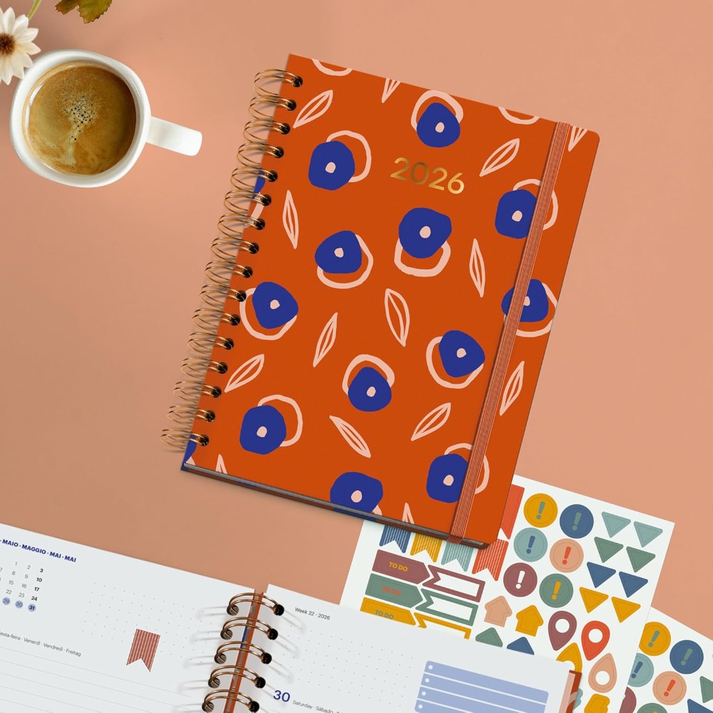 Ежедневник датированный "Flourish" 2026, A5, линейка, оранжевый - 8