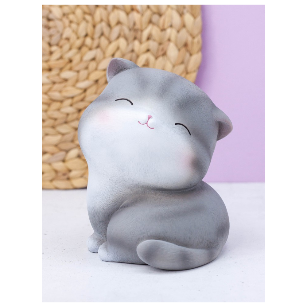 Копилка "Gray cat", серый, белый