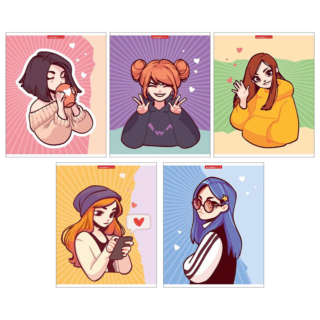 Тетрадь "Аниме", А4, 48 листов, в клетку, ассорти