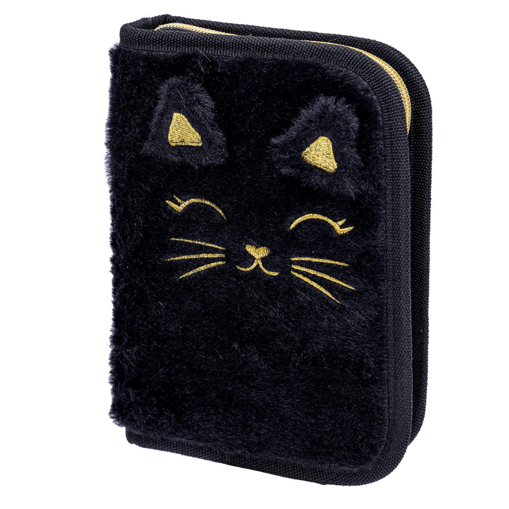 Пенал-книжка "Fluffy Kitty Black", 1 отделение, с наполнением