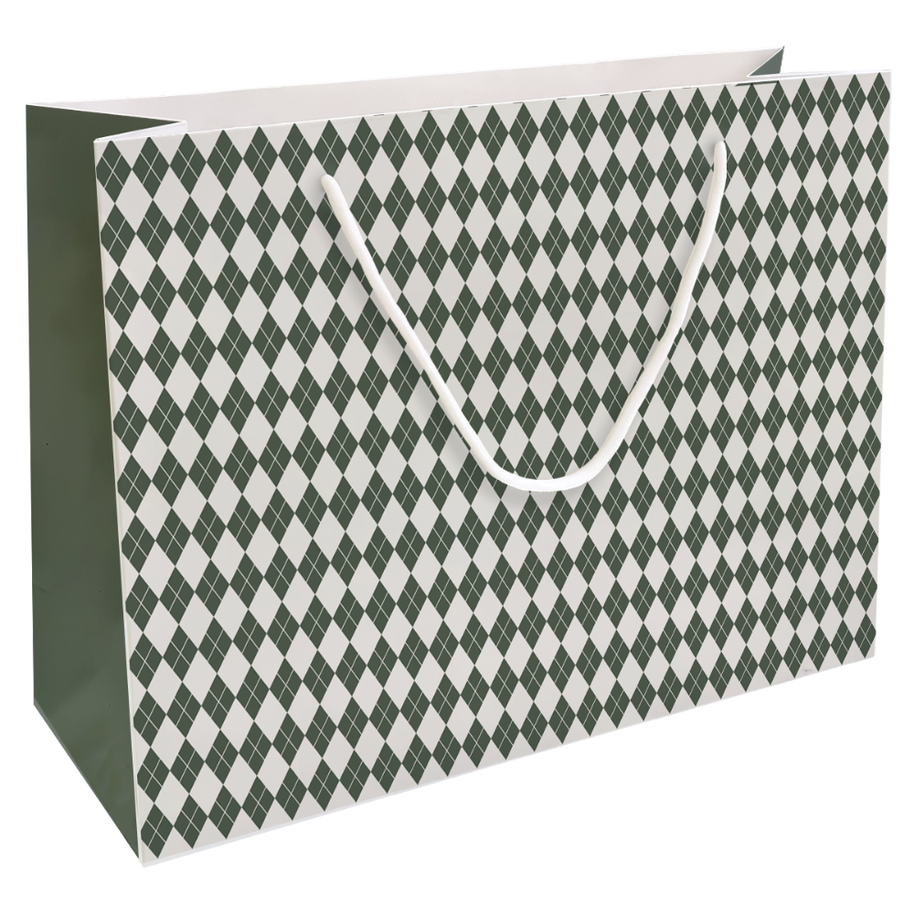 Пакет бумажный подарочный "Cage", 36х26х12 см, зеленый