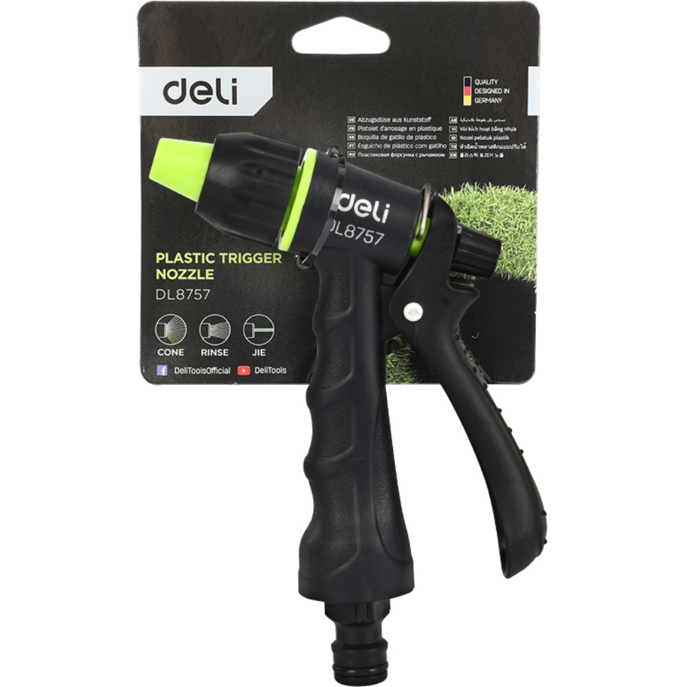 Пистолет-распылитель Deli GS EDL8757, 3 функции, быстросъем, фиксатор курка, черный, зеленый - 3