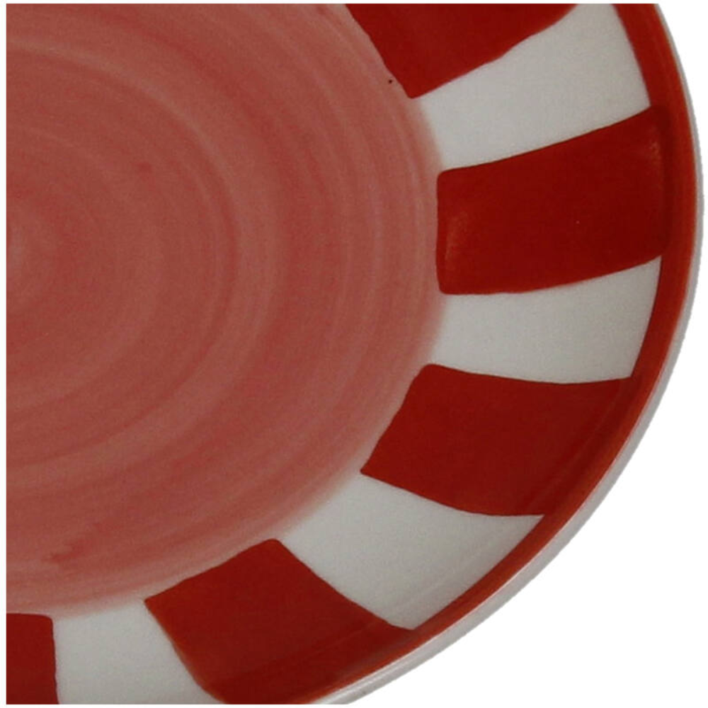 Тарелка керамическая "Stripes", красный, белый