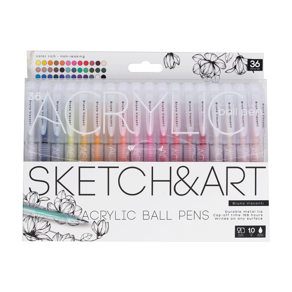 Набор ручек акриловых "Sketch&Art", 1 мм, 36 шт, ассорти