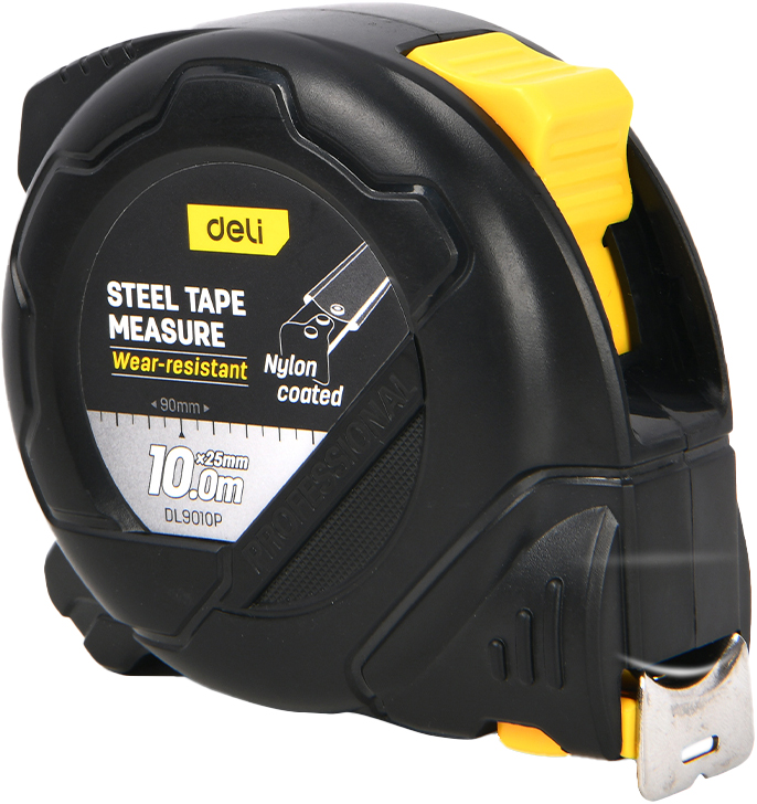 Рулетка "Deli 9010P", 10 м, черный, желтый
