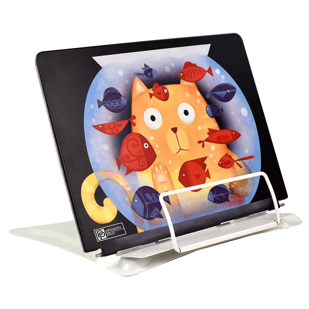 Подставка для книг "Кот с аквариумом", черный