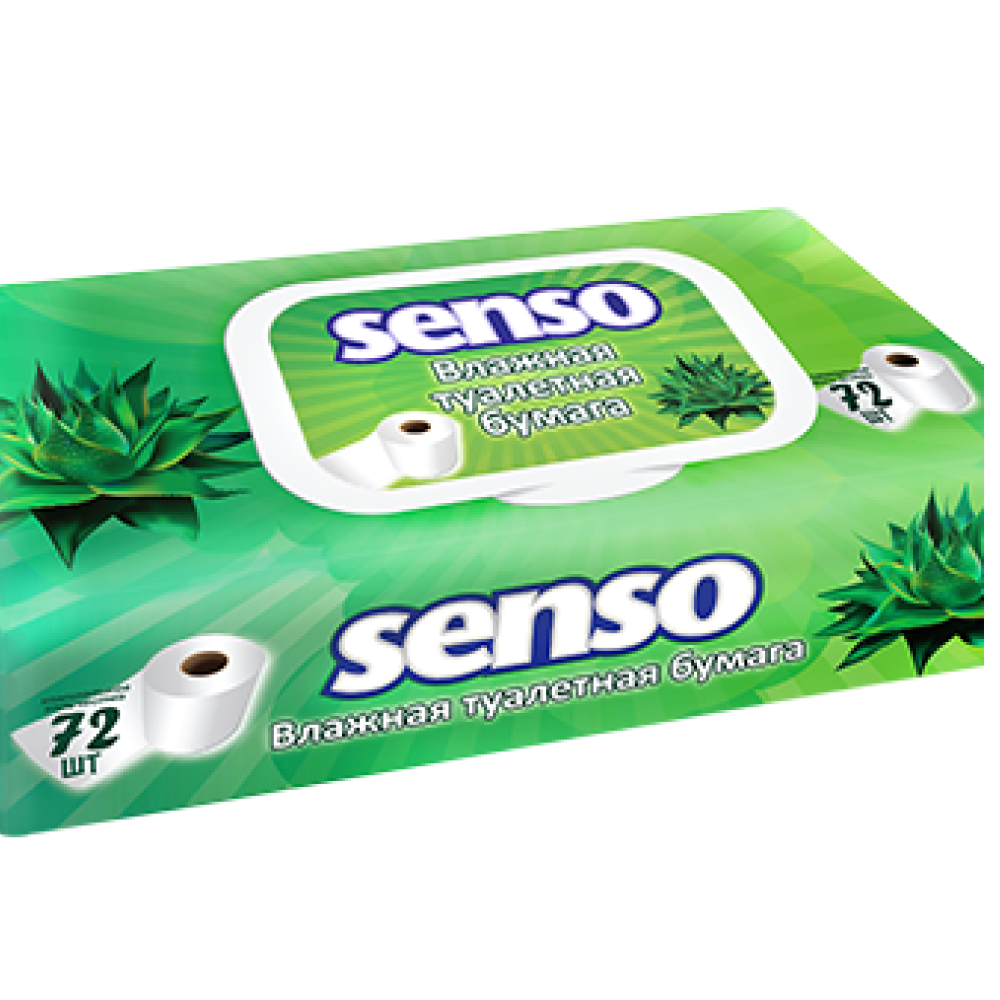 Влажная туалетная бумага "Senso" Алоэ и молочная кислота, 72 шт/упак.