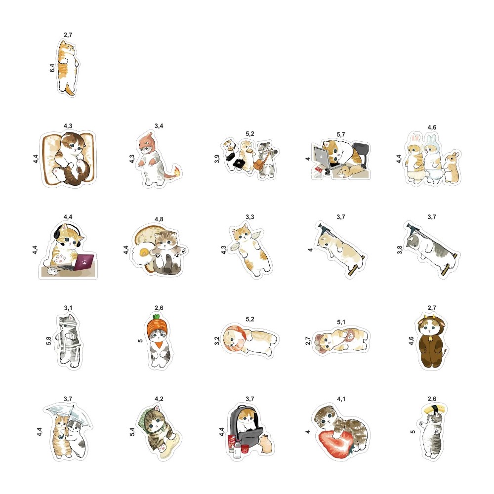 Набор наклеек виниловых "Кавайные коты №1", А6, 4 листа, 21 шт.