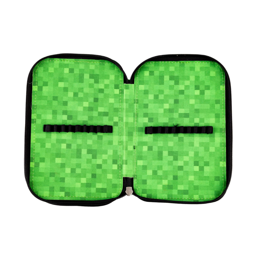 Пенал-книжка "Minecraft", 2 отделения, черный, зеленый - 4