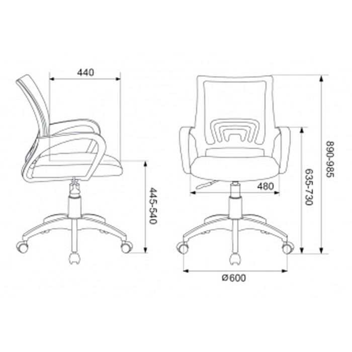 Кресло для персонала Бюрократ "CH-695NLT", ткань, пластик, красный, черный - 5