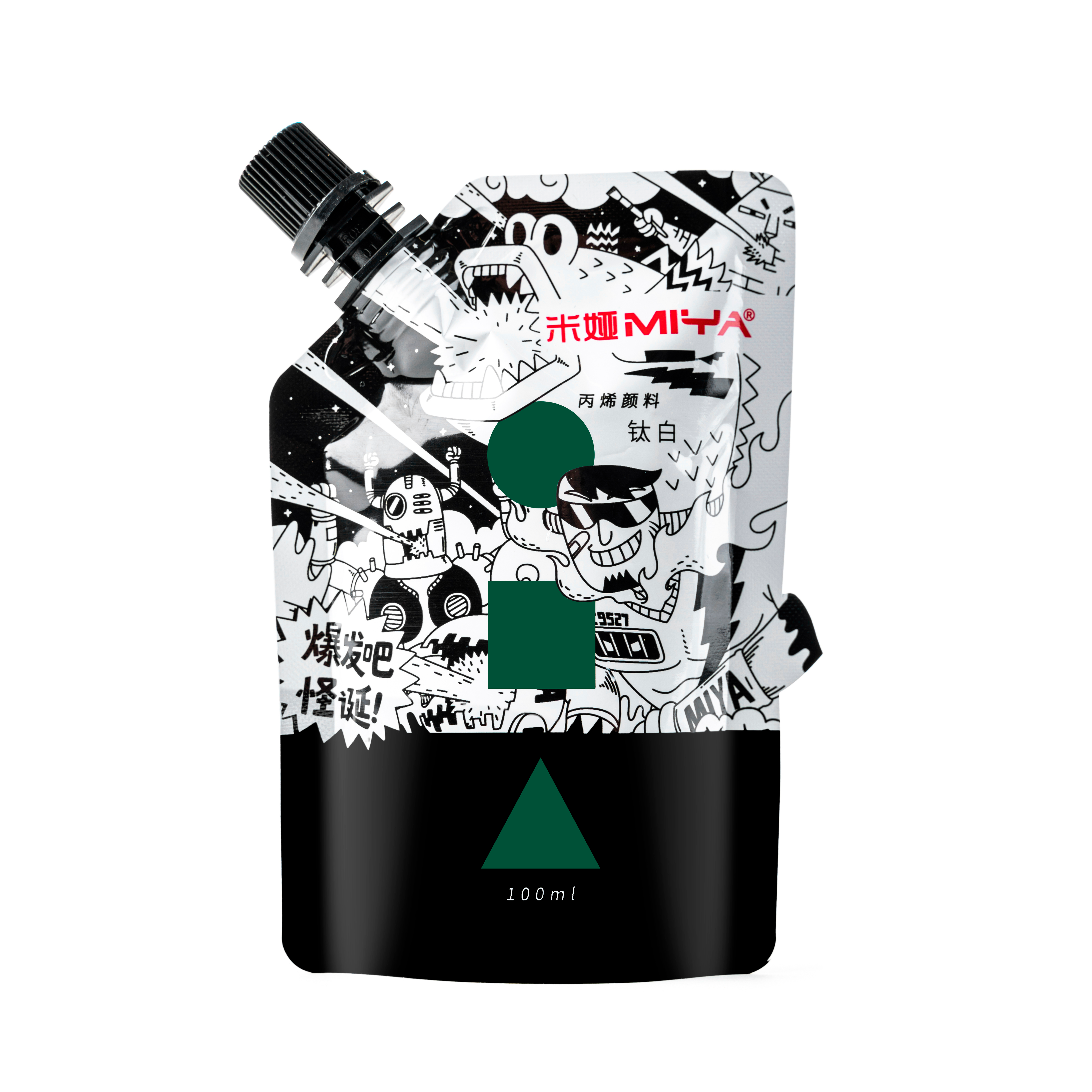 Краски акриловые "Himi Miya", 031 темный зеленый, 100 мл, дой-пак