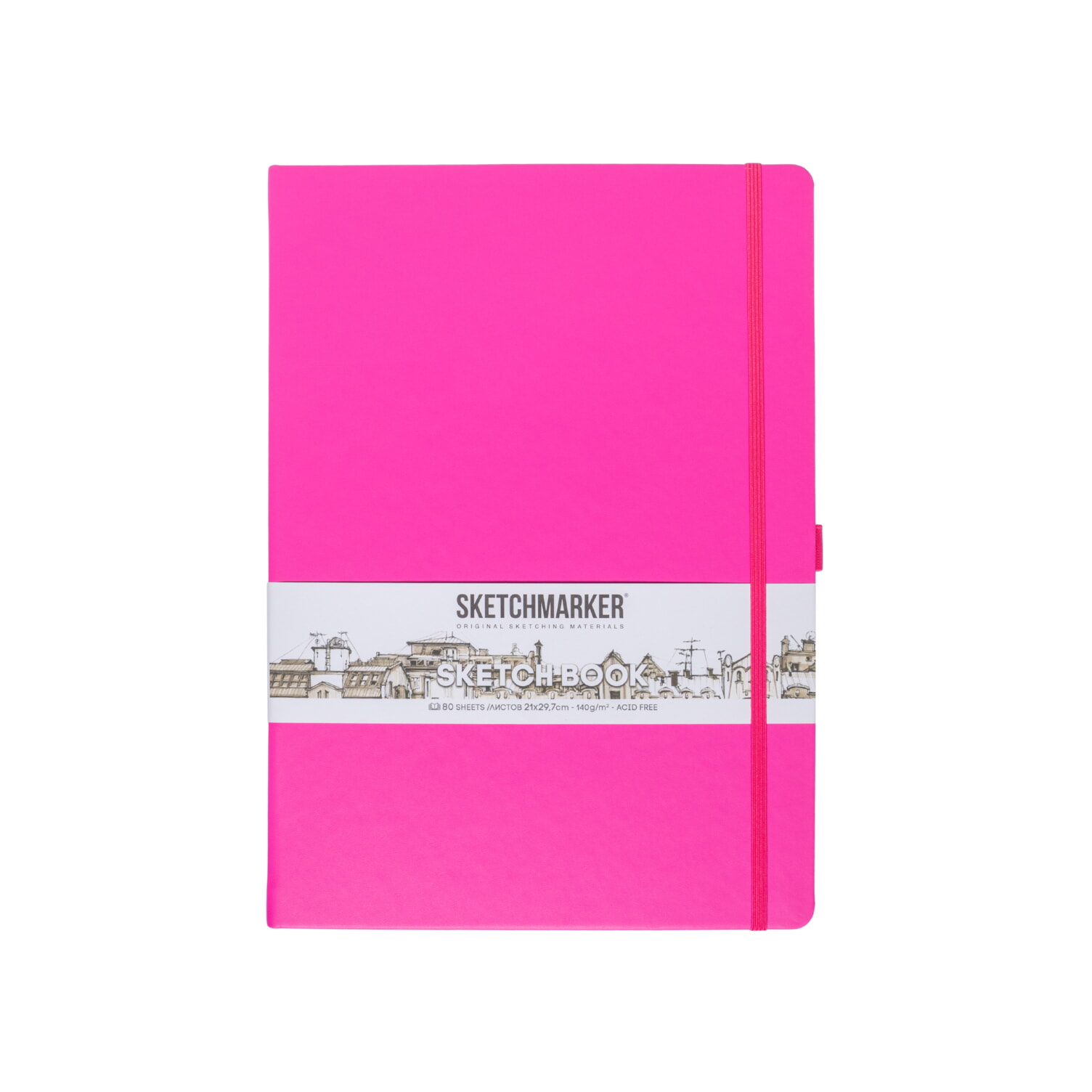 Скетчбук "Sketchmarker", 21x29,7 см, 140 г/м2, 80 листов, фуксия 