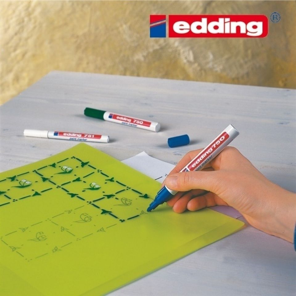 Маркер перманентный на нитрокраске Edding "750", золотистый - 10