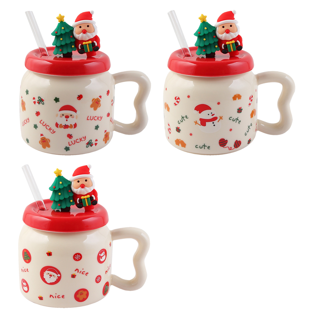 Кружка керамическая "Новый год", 450 мл, с крышкой, ассорти