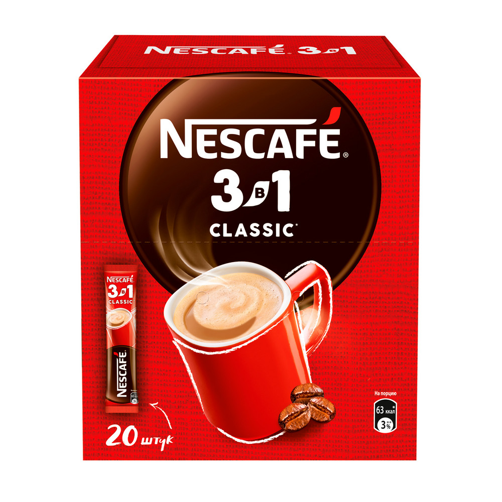 Кофейный напиток "Nescafe" 3в1 классик, растворимый, 14.5 г - 15